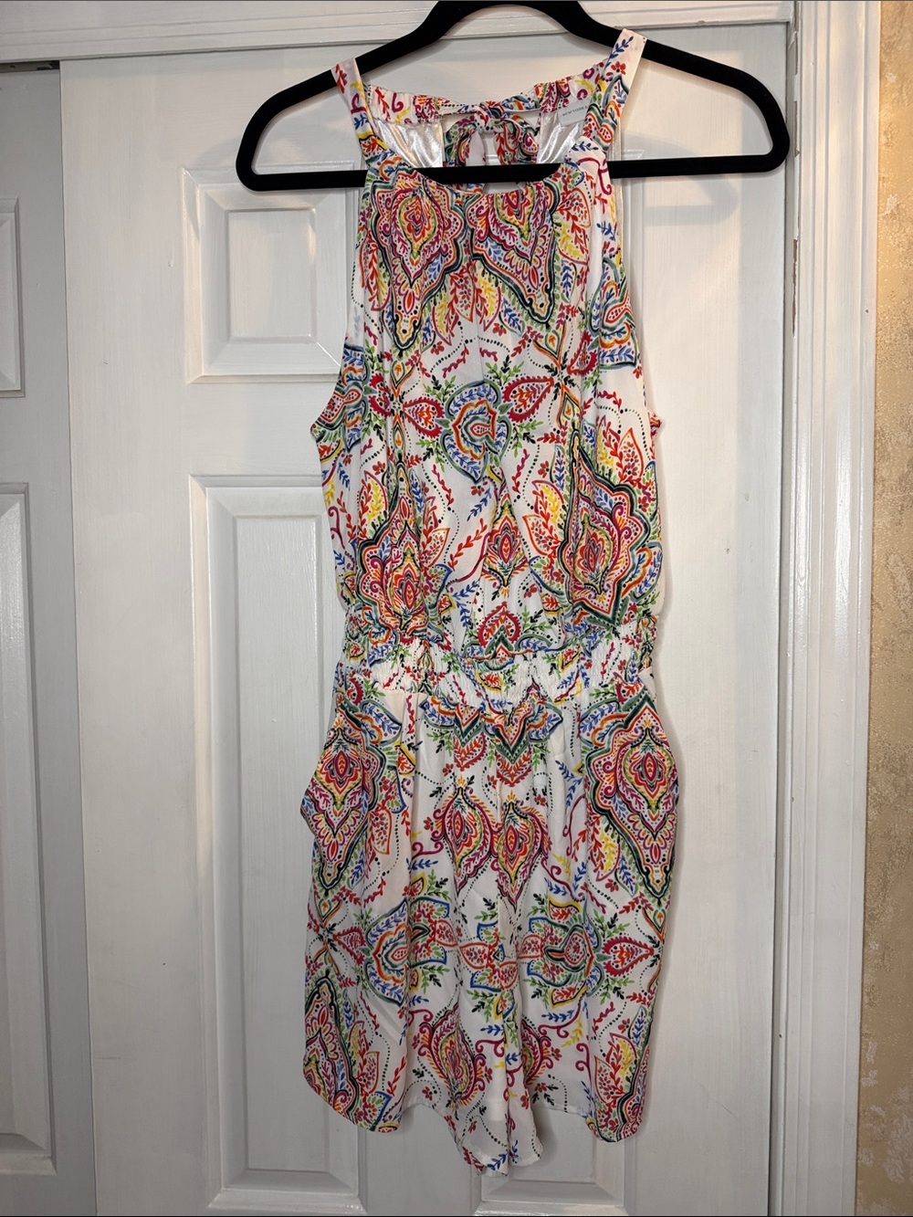 NY & Co Sleeveless White Paisley Print Summer Romper